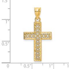 14K D/C Edge and Filigree Center Cross Charm