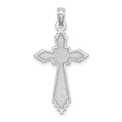 14K White Gold Fancy D/C Cross Charm