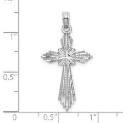 14K White Gold Fancy D/C Cross Charm