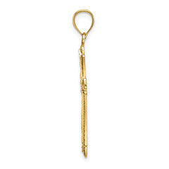 14K D/C Cross w/ Fancy Edges Charm