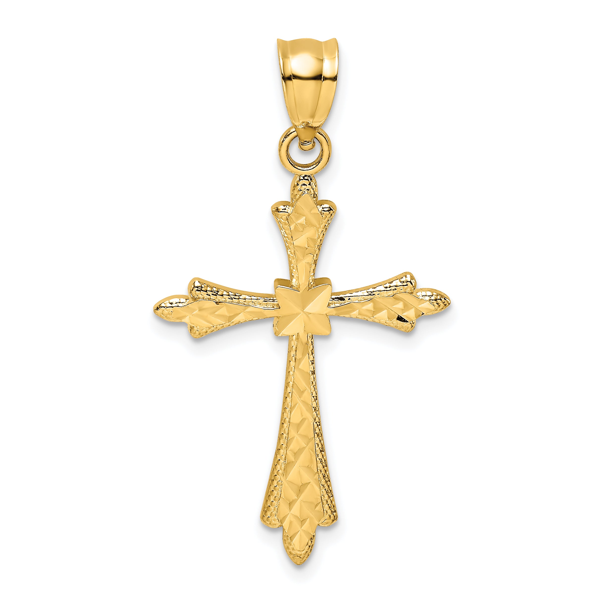 14K D/C Cross w/ Fancy Edges Charm
