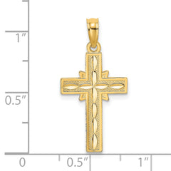 14K D/C Etched Cross Charm