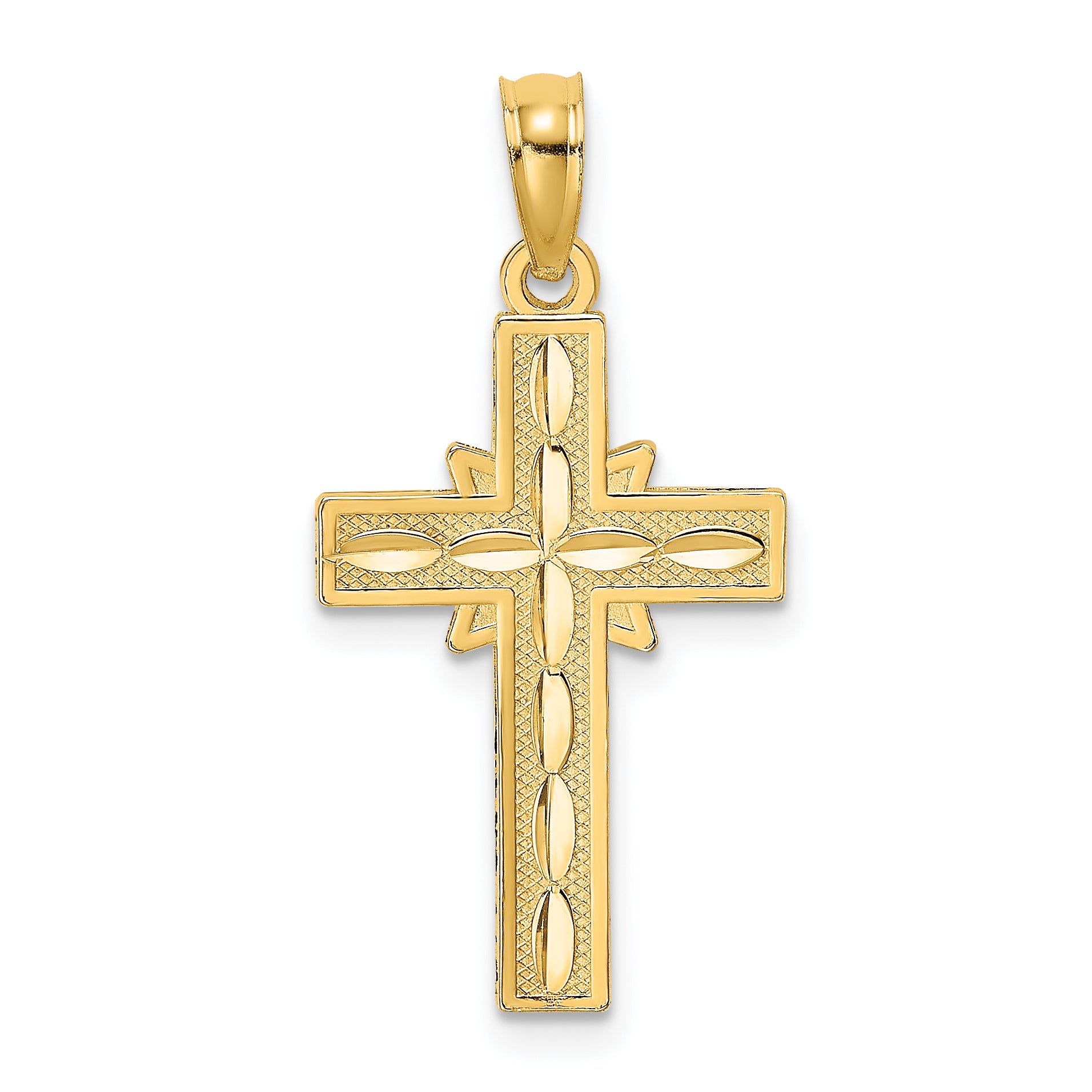 14K D/C Etched Cross Charm