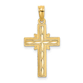 14K D/C Etched Cross Charm