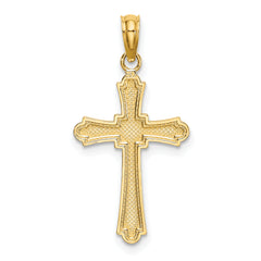 14K D/C Striped Cross Charm