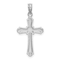 14K White Gold D/C Striped Cross Charm