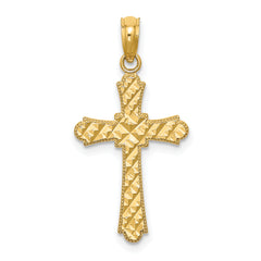 14K D/C Striped Cross Charm