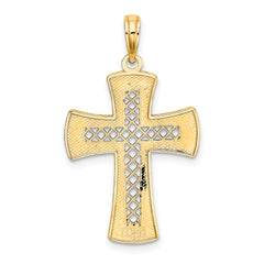 14K D/C W/Satin Edge Lattice Cross Charm