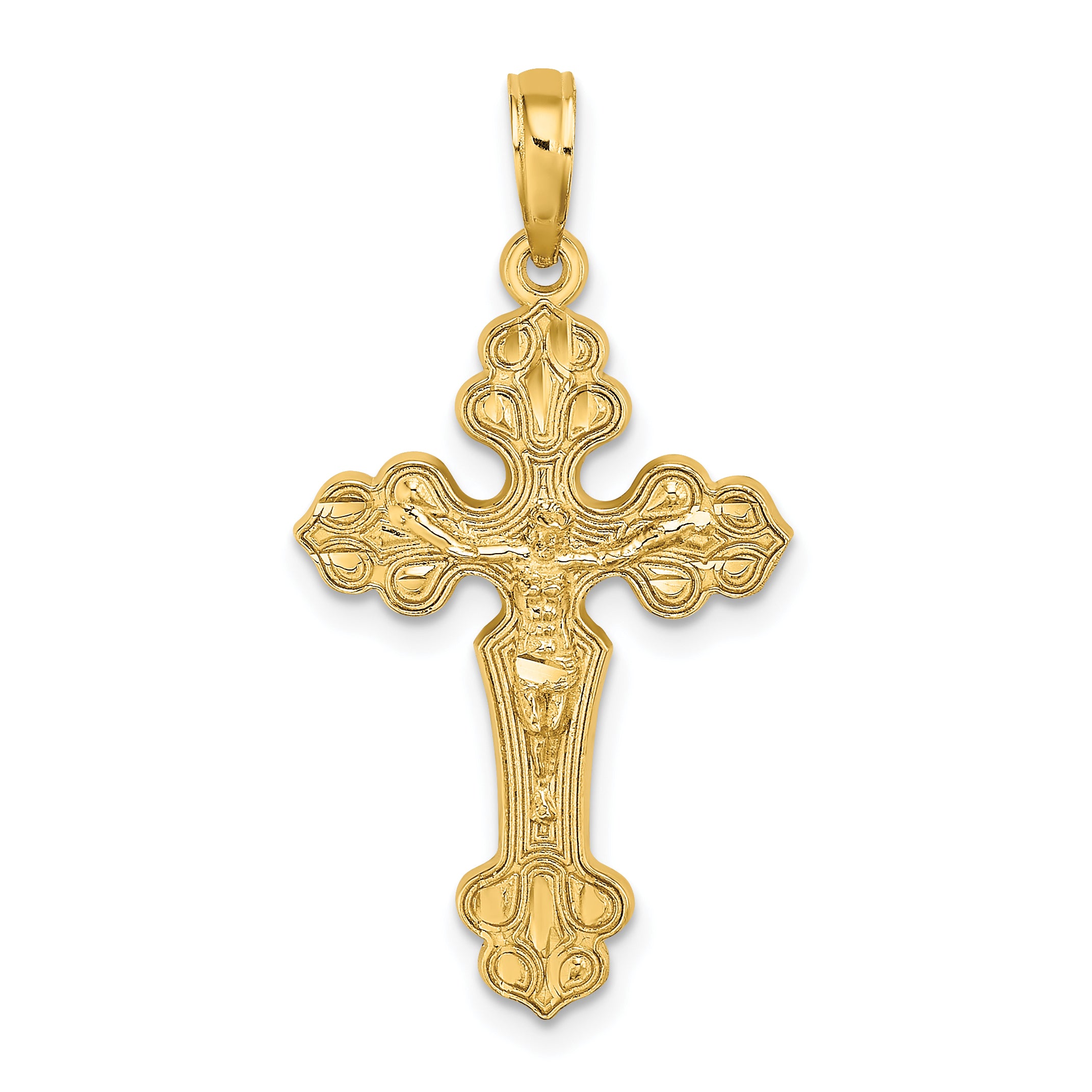 14K D/C Crucifix W /Fancy Tips Charm