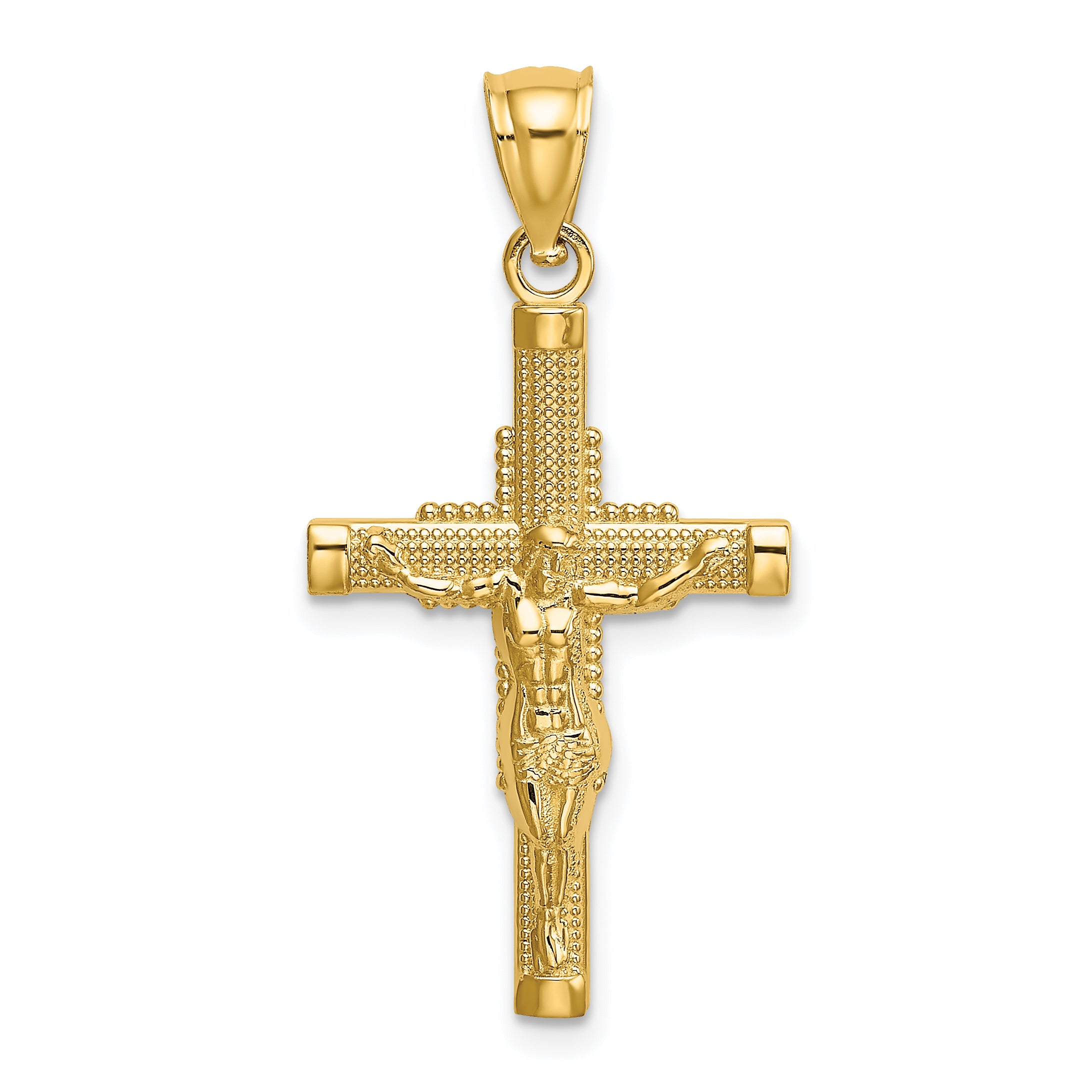 14K Beaded Accent Crucifix Charm