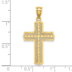 14K Beaded Cross Charm