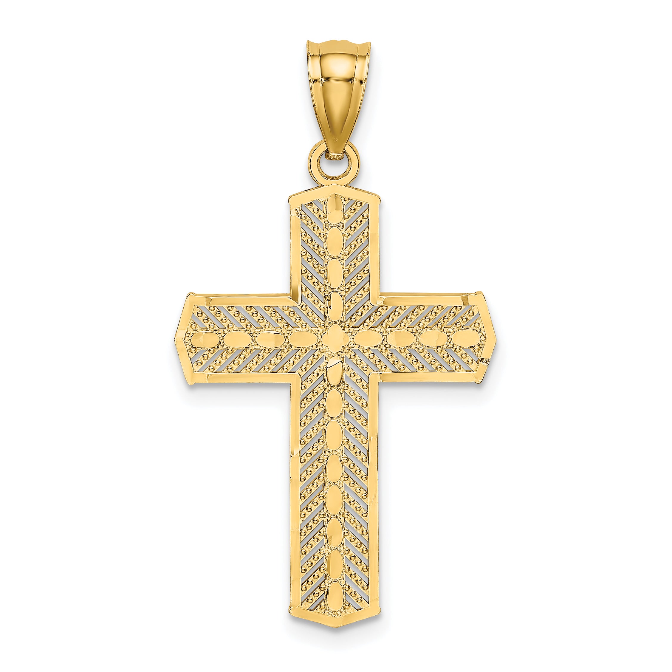14K Beaded Cross Charm