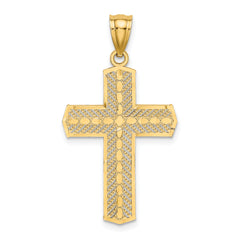 14K Beaded Cross Charm