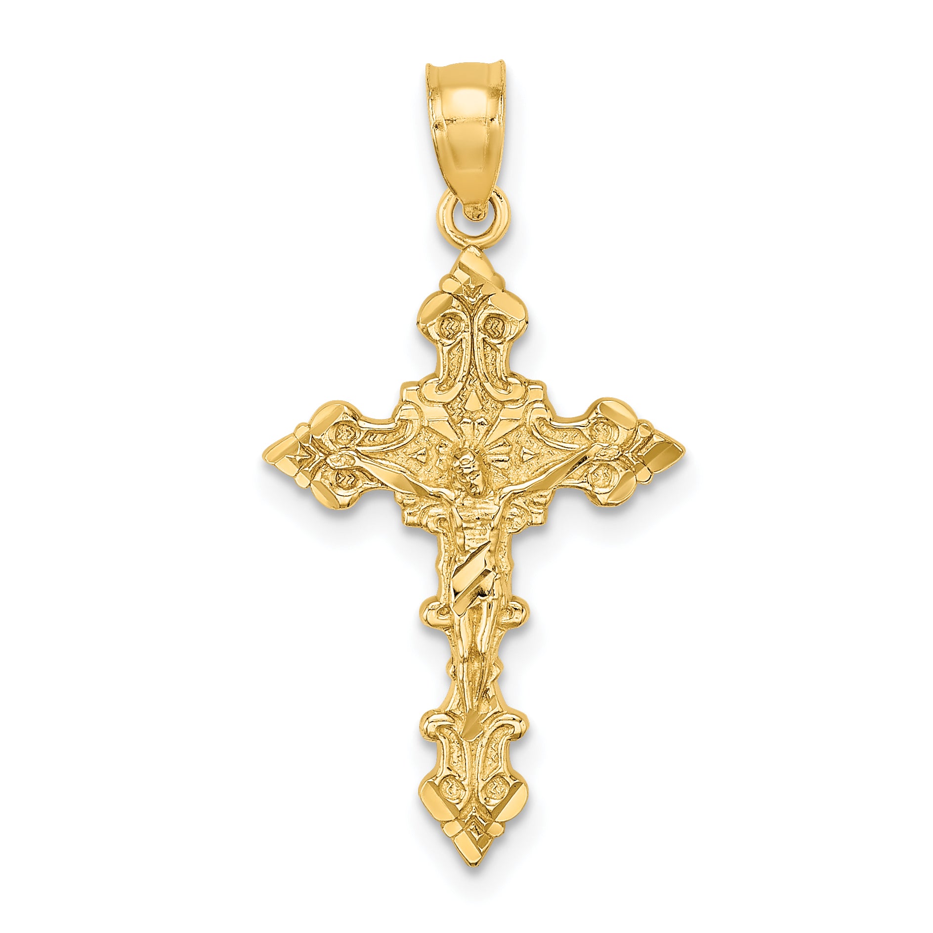 14K Crucifix W/ Fancy Edges Charm