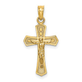 14K Crucifix W/ Beveled Edges Charm