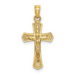 14K Crucifix W/ Beveled Edges Charm