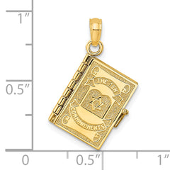 14K 3-D Moveable Hebrew Ten Commandments Book Charm