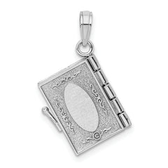 14K White Gold 3-D Moveable Ten Commandments Book Charm