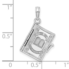 14K White Gold 3-D Moveable Ten Commandments Book Charm