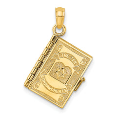 14K 3-D Moveable Hebrew Ten Commandments Book Charm