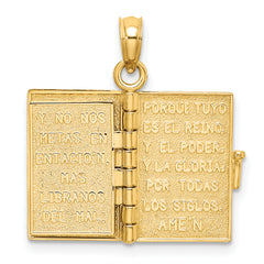 14K 3-D Moveable Santa Biblia Book/Spanish Bible Charm