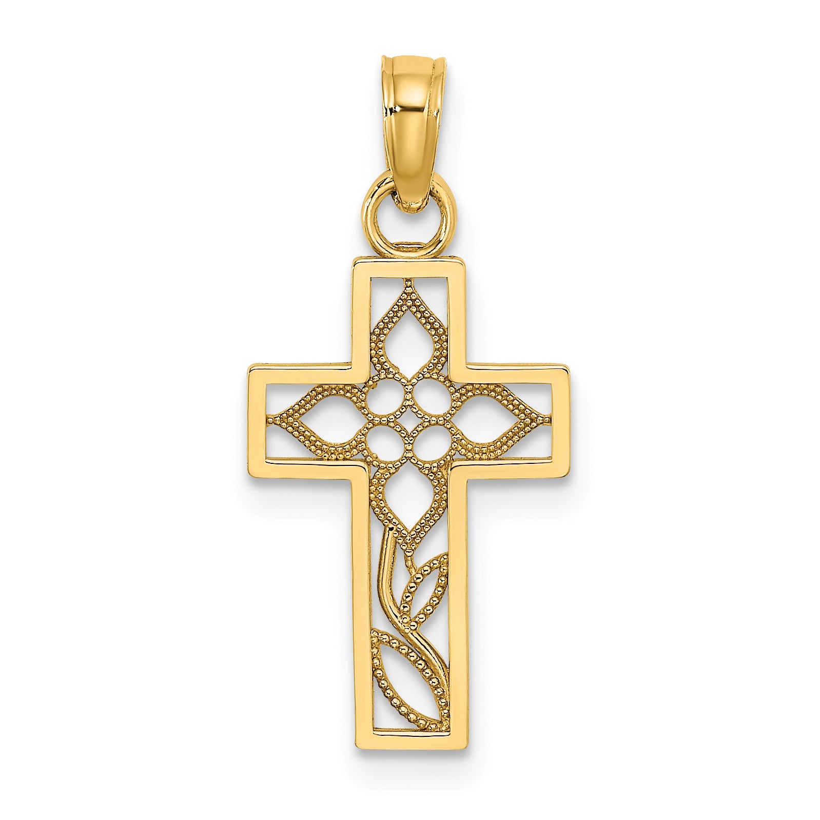 14K Flower In Cross Charm