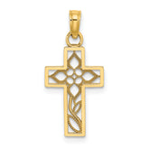 14K Flower In Cross Charm