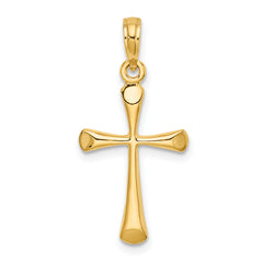 14K Polished Beveled Tip Cross Charm