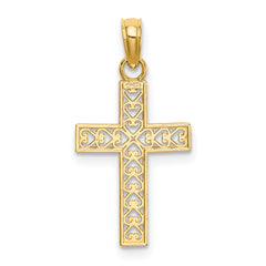 14K D/C Edge and Filigree Center Cross Charm