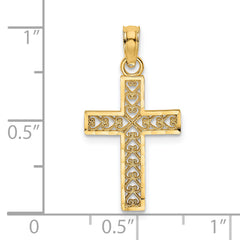 14K D/C Edge and Filigree Center Cross Charm