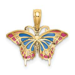 14K Small Enameled Blue and Red Butterfly Charm