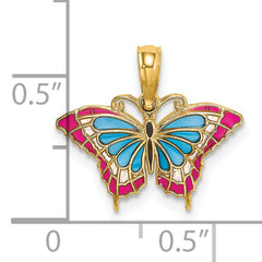 14K Small Enameled Blue and Red Butterfly Charm