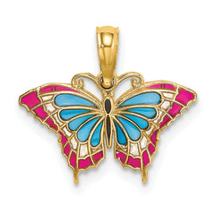 14K Small Enameled Blue and Red Butterfly Charm