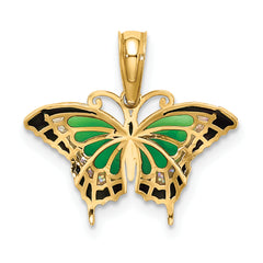 14K Small Green Enameled Butterfly Charm