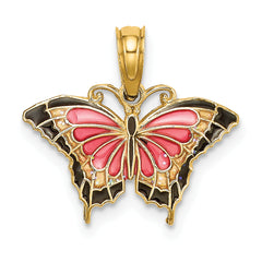 14K Small Enameled Pink Butterfly