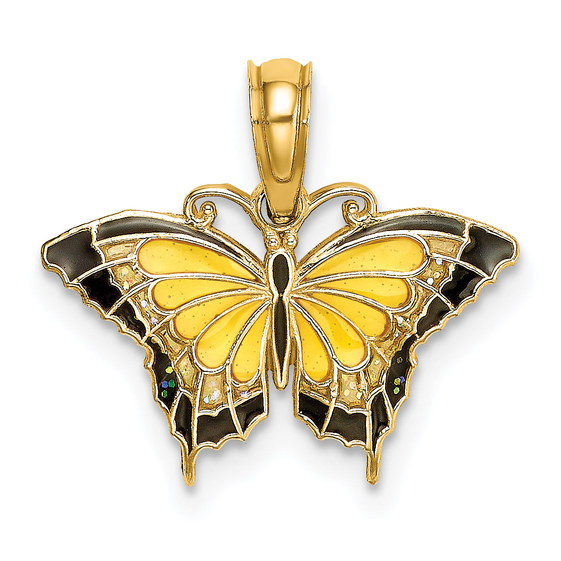 14K Small Enameled Yellow Butterfly Charm
