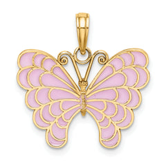 14K Lavender Enameled Butterfly Pendant