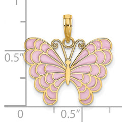 14K Lavender Enameled Butterfly Pendant