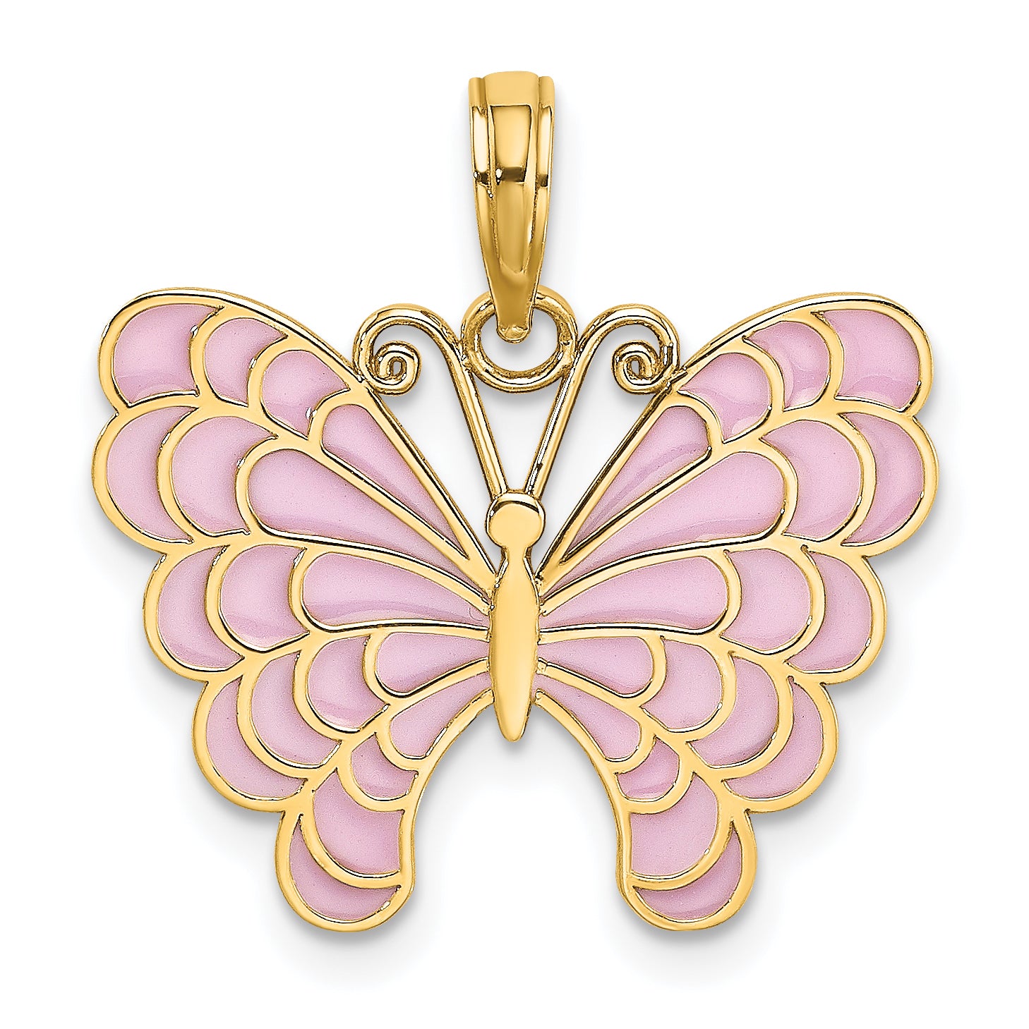 14K Lavender Enameled Butterfly Pendant