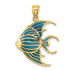 14K W/ Blue Enameled Angelfish Charm