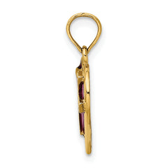 14K W/ Purple Enamel Cross Heart Charm