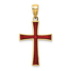 14K Red Enameled Cross Charm