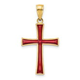 14K Red Enameled Cross Charm