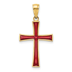14K Red Enameled Cross Charm