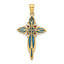Blue & Red Enameled Cross Charm in 14K Yellow Gold, 32mm - Sophia Jewelers