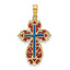 Blue & Red Enameled Cross Charm in 14K Yellow Gold, 22mm - Sophia Jewelers