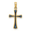 14K Blue Enameled Tapered Cross Charm