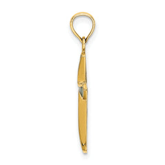 14K Green Enameled Tapered Cross Charm