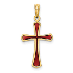14K Pink Enameled Tapered Cross Charm