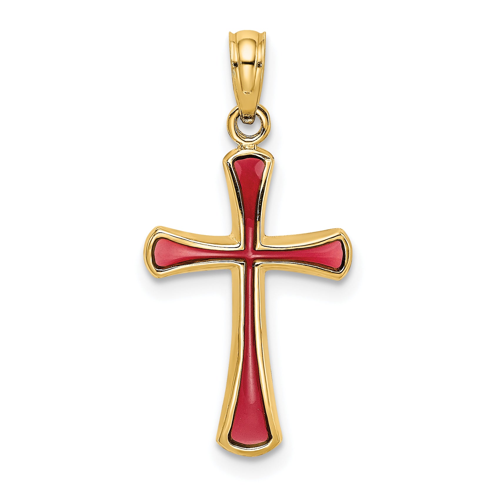 14K Pink Enameled Tapered Cross Charm